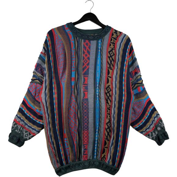 Vintage Coogi 3D Knit Striped Textured Sweater L